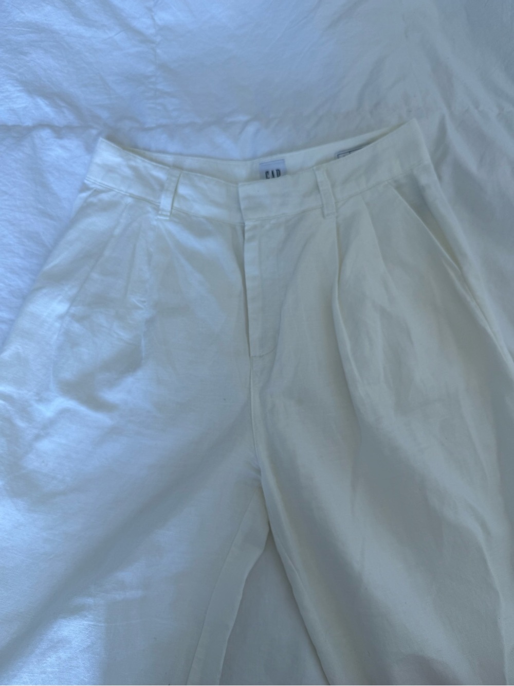 GAP Pleated Linen Pants in Off-White